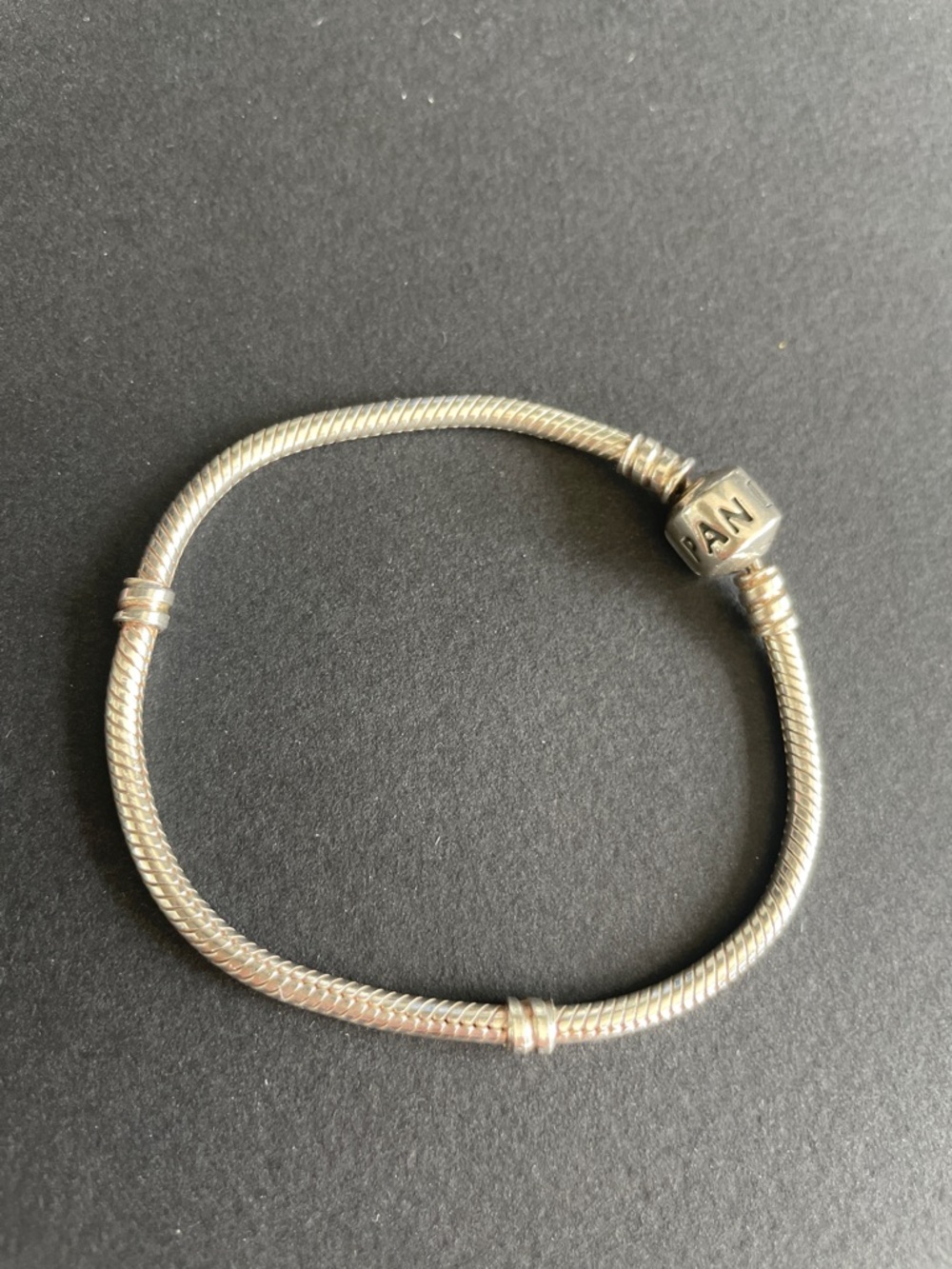 Pandora Sterling Silver Snake Chain Bracelet with Logo Clasp